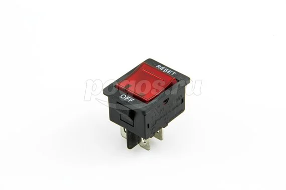 Выключатель- автомат клавишный 250V 15А (4с) RESET-OFF красный с подсветкой (IRS-2-R15) REXANT