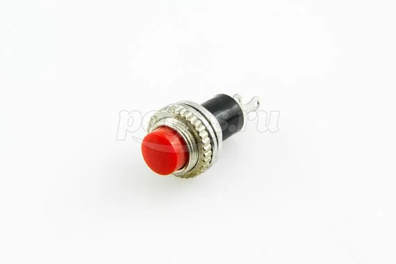 Выключатель-кнопка металл 220V 2А (2с) (ON)-OFF d10.2 красная Mini (RWD-213) REXANT