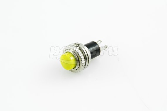 Выключатель-кнопка металл 220V 2А (2с) (ON)-OFF  d10.2 желтая Mini (RWD-213) REXANT