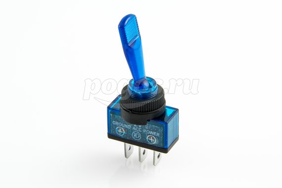 Тумблер 12V 20А (3c) ON-OFF однополюсный  с синей подсветкой (ASW-13D) REXANT