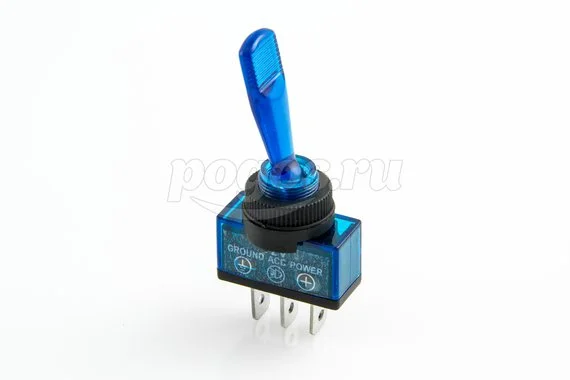 Тумблер 12V 20А (3c) ON-OFF однополюсный  с синей подсветкой (ASW-13D) REXANT