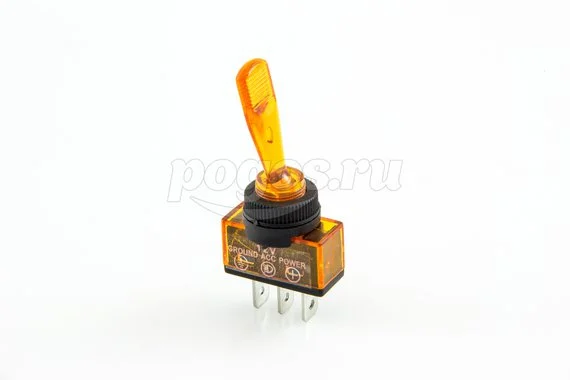 Тумблер 12V 20А (3c) ON-OFF однополюсный  с желтой подсветкой  (ASW-13D) REXANT