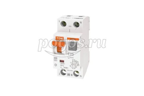 Автомат дифференциальный 1п+N C25A 30mA, АВДТ-64  TDM