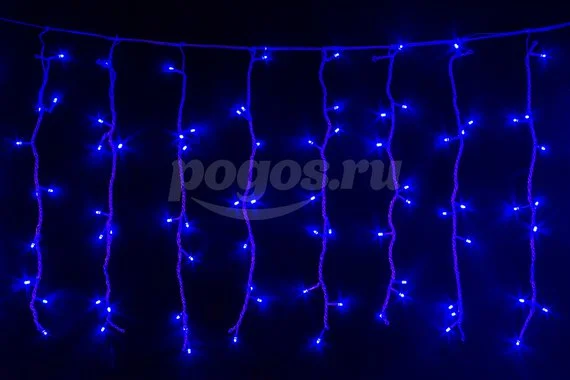 Гирлянда новогодняя "Занавес" 3х2м, 240 светодиодов, синий, контроллер, провод прозрачный