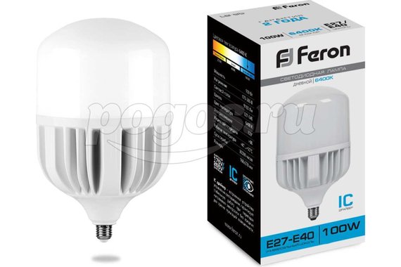 Лампа светодиодная 100W 230V Е27/E40 6400K  FERON /1/6/