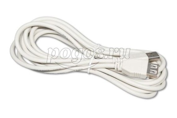 Шнур USB А (male) штекер - USB А (female) гнездо, длина 3 метр, белый (PE пакет)   REXANT