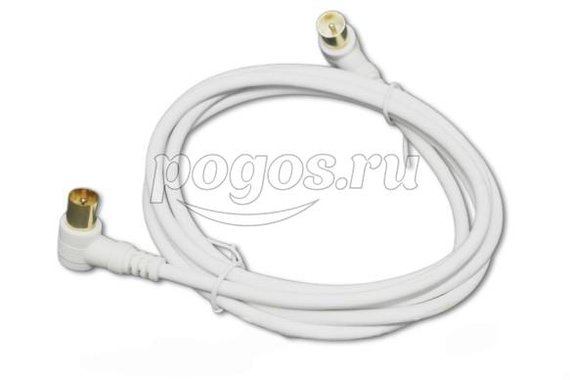 Шнур REXANT ТВ штекер - ТВ штекер, угловой, длина 1,5 метра, белый 18-0112