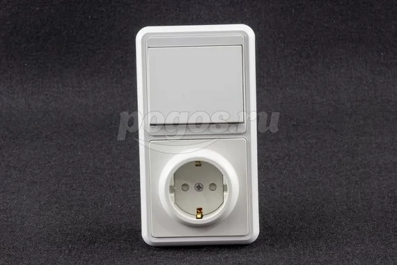 Блок комбинированный БКВР 1-но кл. выкл + розетка 2П+З с з/ш TDM