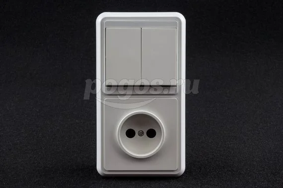 Блок комбинированный БКВР 2-х кл. выкл + розетка 2П без з/ш TDM /10/120/