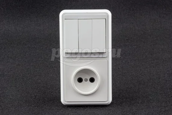 Блок комбинированный БКВР 3-х кл. выкл + розетка 2П без з/ш TDM /10/