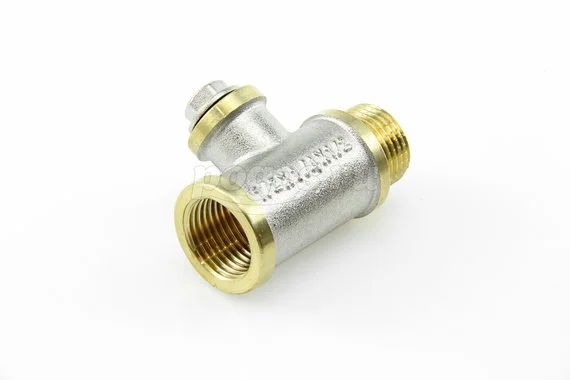 Тройник переходной F 1/2 - F 1/4 - M 1/2  с заглушкой латунь PF