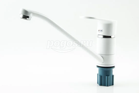 Смеситель для кухни однорычажный низкий излив картр.40мм белая эмаль А25 CALORIE