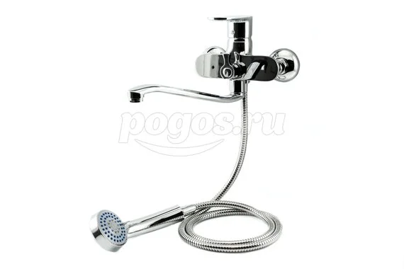 Смеситель однорычажный для ванны L-обр. излив картр.40мм поворотн.дивертор CALORIE