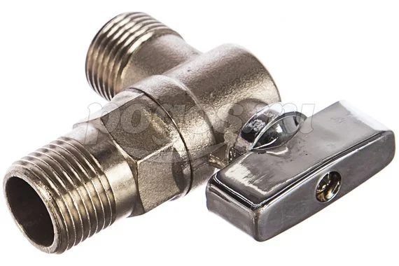 Кран угловой для стиральной машины M 1/2" - M 1/2" мет.ручка хром  RR