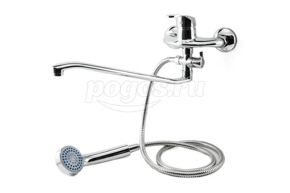 Смеситель для ванны однорычажный поворотный дивертор CAL2033A06 40CM CALORIE