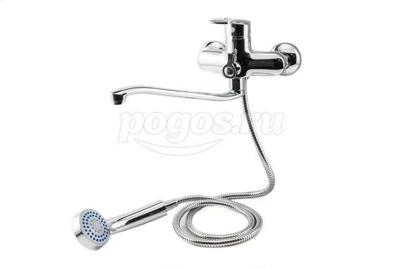 Смеситель для ванны однорычажный поворотный дивертор CALORIE