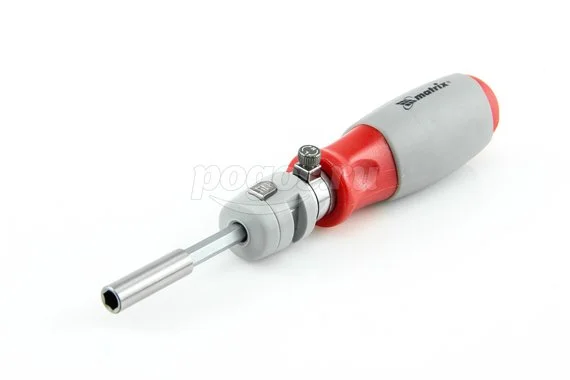 Отвертка реверсивная с битами 15шт телескоп. MATRIX