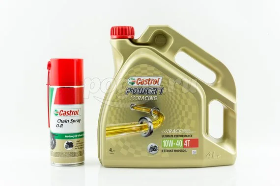 Масло 4-х тактных двигателей 4л+ смазка для цепи (промонабор) CASTROL