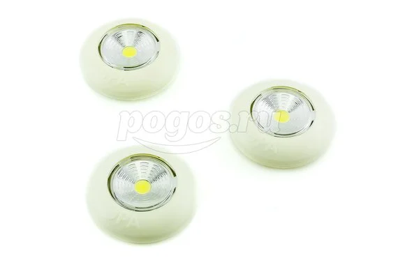 Фонарь светодиодный пушлайт 4LED 70лм/Вт 3ААА, слоновая кость 3шт ЭРА