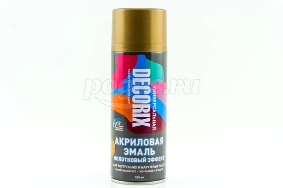 Эмаль акриловая "Молотковый эффект" 520мл золото DECORIX