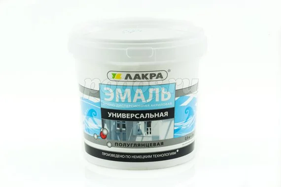 Эмаль акриловая белый п/глянцевый 0,9кг ЛАКРА