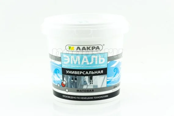 Эмаль акриловая белый матовый 0,9кг ЛАКРА