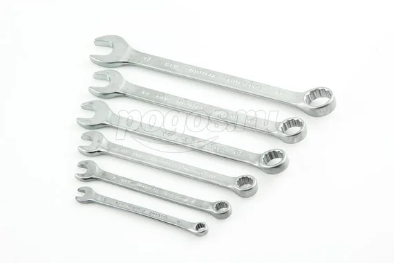 Набор ключей комбинированных  6 шт.6-17мм матовый хром MATRIX