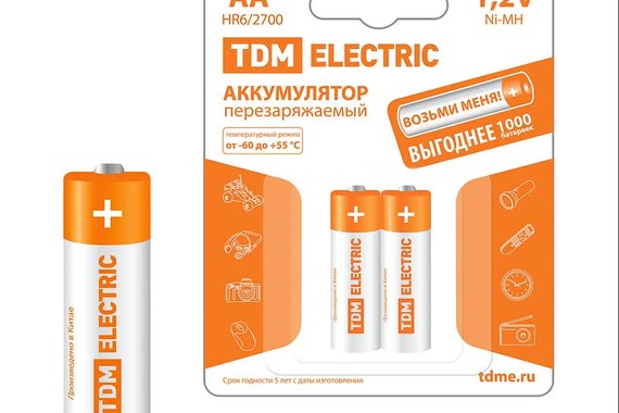 Аккумулятор AA 2700mAh Ni-MH TDM
