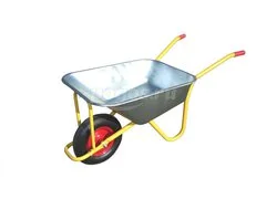 Тачка 220кг/100л, 1 колесо, оцинкованная, усиленная, желтая, КЭМ  