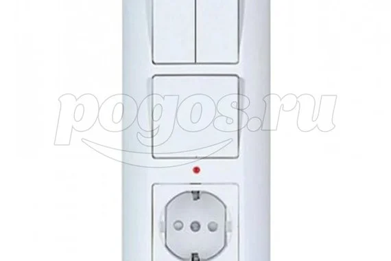 Блок "1-кл. выкл. с инд. + 2-кл. выкл. + розетка з/к" 6А+16А, белый SCHNEIDER ELECTRIC