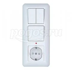 Блок "1-кл. выкл. с инд. + 2-кл. выкл. + розетка з/к" 6А+16А, белый SCHNEIDER ELECTRIC