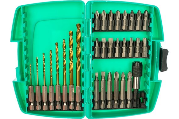 Набор бит и сверл по металу 31шт ШЕСТИГРАННЫЙ ХВОСТОВИК в пластик.кейсе Sturm!