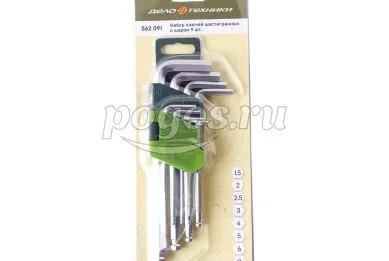 Набор ключей 6-ти гран с шаром 9 пр.  Дело Техники