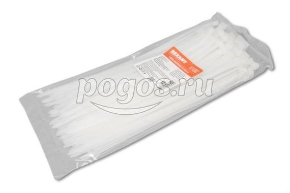 Стяжка пластиковая 7,6*300 (уапковка 100шт)  белая REXANT /5/