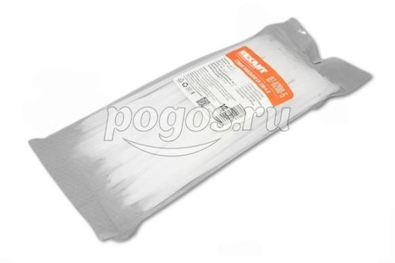 Стяжка пластиковая 4,8*200 (упаковка 100шт) белый  REXANT /10/