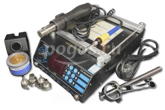 Станция паяльная YH 853ААА термовоздушная, подогреватель плат 120-120мм паяльник 75Вт  S-line