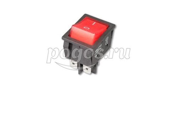 Выключатель клавишный 250V 30A (4c) ON-OFF с подсветкой красный [104]  REXANT
