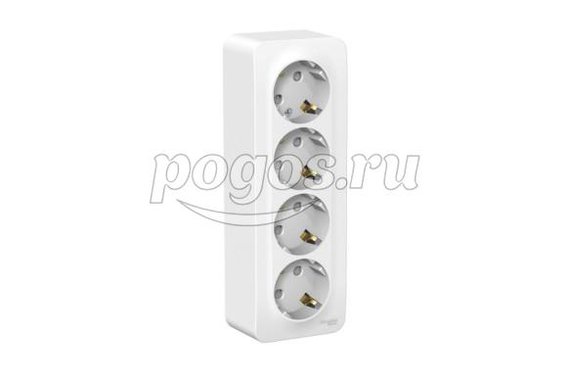 Розетка 4ая c/з c з/ш 16А 250В о/у белый с изол.пластиной Blanca  SCHNEIDER ELECTRIC