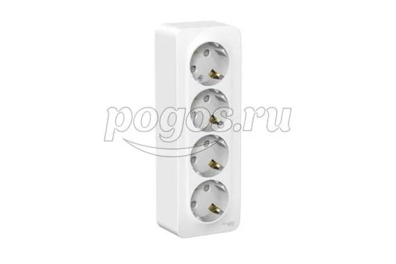 Розетка 4ая c/з c з/ш 16А 250В о/у белый с изол.пластиной Blanca  SCHNEIDER ELECTRIC