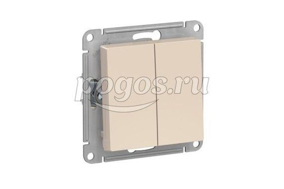Выключатель 2-клавишный 10AX Atlas Design бежевый  Schneider Electric