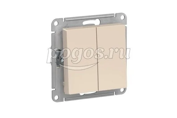 Выключатель 2-клавишный 10AX Atlas Design бежевый  Schneider Electric