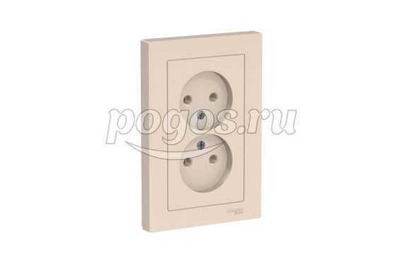 Розетка б/з 2*2P+E 16A в сборе Atlas Design бежевый, Schneider Electric