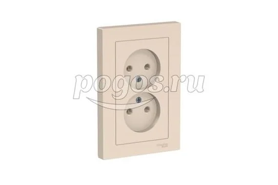 Розетка б/з 2*2P+E 16A в сборе Atlas Design бежевый, Schneider Electric