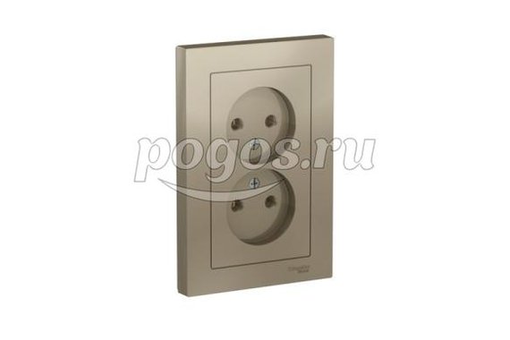 Розетка б/з 2*2P+E 16A в сборе Atlas Design шампань  Schneider Electric