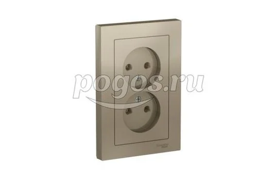 Розетка б/з 2*2P+E 16A в сборе Atlas Design шампань  Schneider Electric