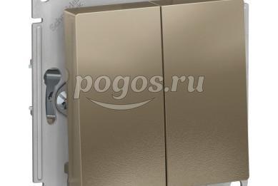 Переключатель 2-клавишный 10A Atlas Design шампань  Schneider Electric