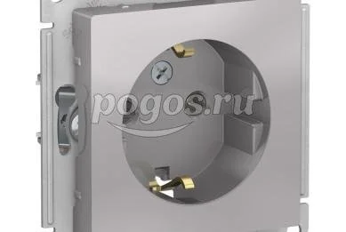Розетка с/з 2P+E 16A Atlas Design алюминий  Schneider Electric