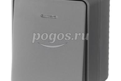 Выключатель 1-клавишный наруж. с подсв. 10 AX IP54 AtlasDesign Profi54 антрацит  Schneider Electric