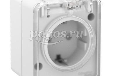 Розетка 1-ая наруж. 16А 250В IP54 с/з со шт. AtlasDesign Profi54 белый  Schneider Electric