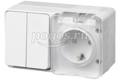 Блок (розетка с/з со шт+выкл. 2-кл) 10A IP54 AtlasDesign Profi54 антрацит  Schneider Electric